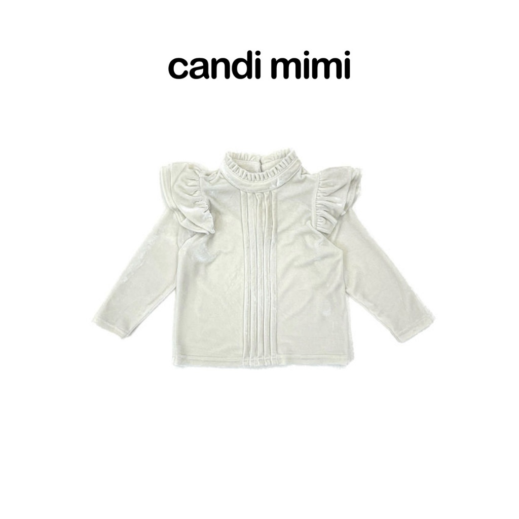 CANDI MIMI Áo nhung cao cấp cổ 3 phân viền bèo tay cổ - Phong cách Hàn Quốc