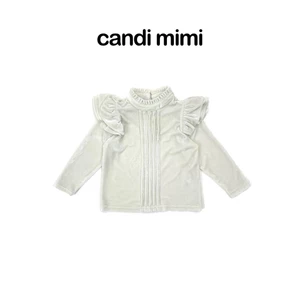 CANDI MIMI Áo nhung cao cấp cổ 3 phân viền bèo tay cổ - Phong cách Hàn Quốc