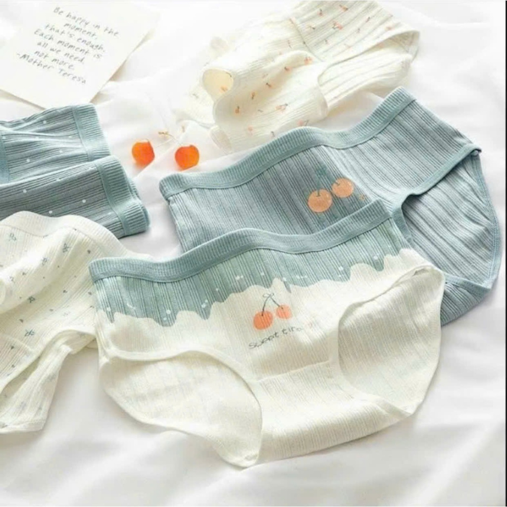Set 10 Quần Lót Nữ Cotton Gân Tăm Mềm Dày Dặn , họa tiết dễ thương 275