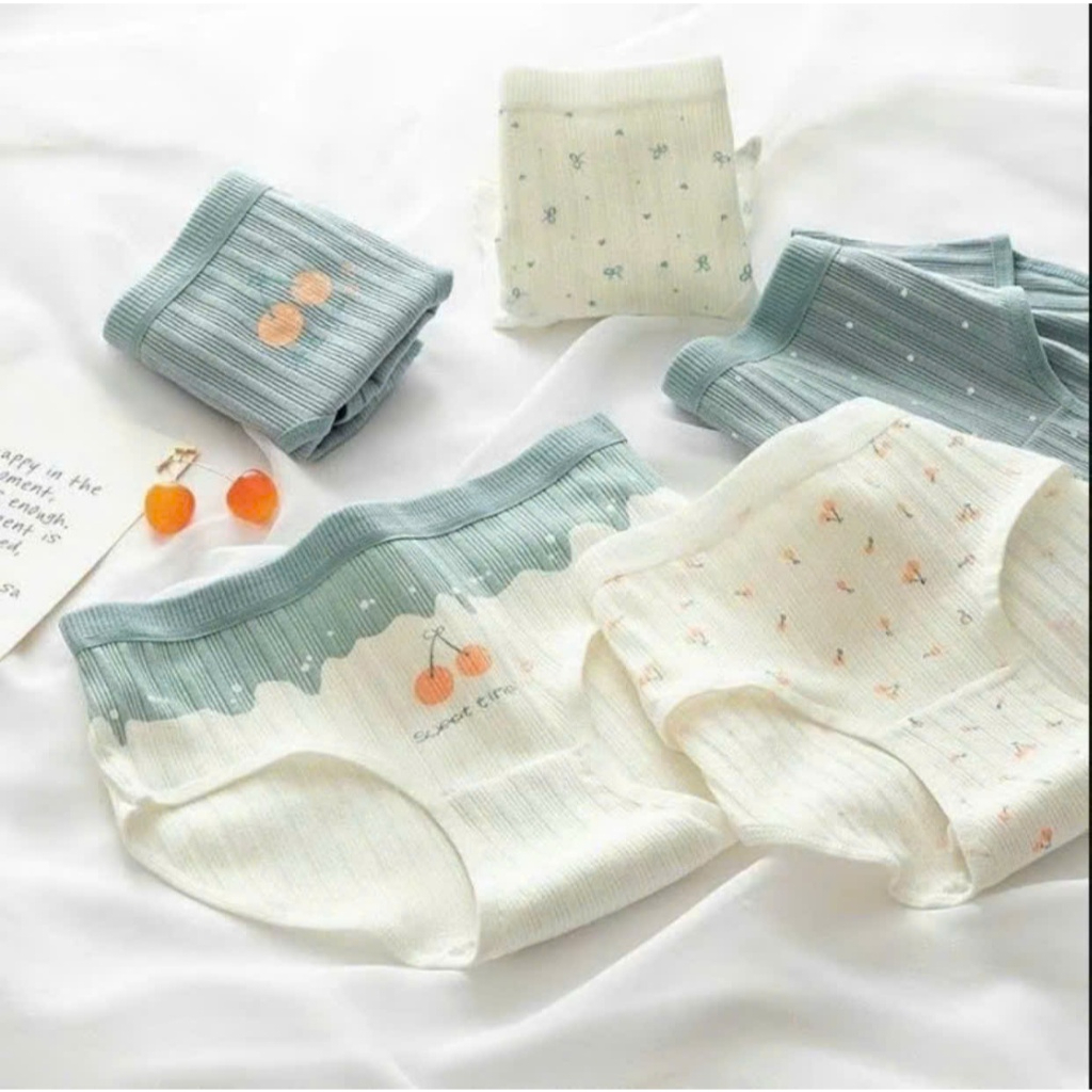 Set 10 Quần Lót Nữ Cotton Gân Tăm Mềm Dày Dặn , họa tiết dễ thương 275