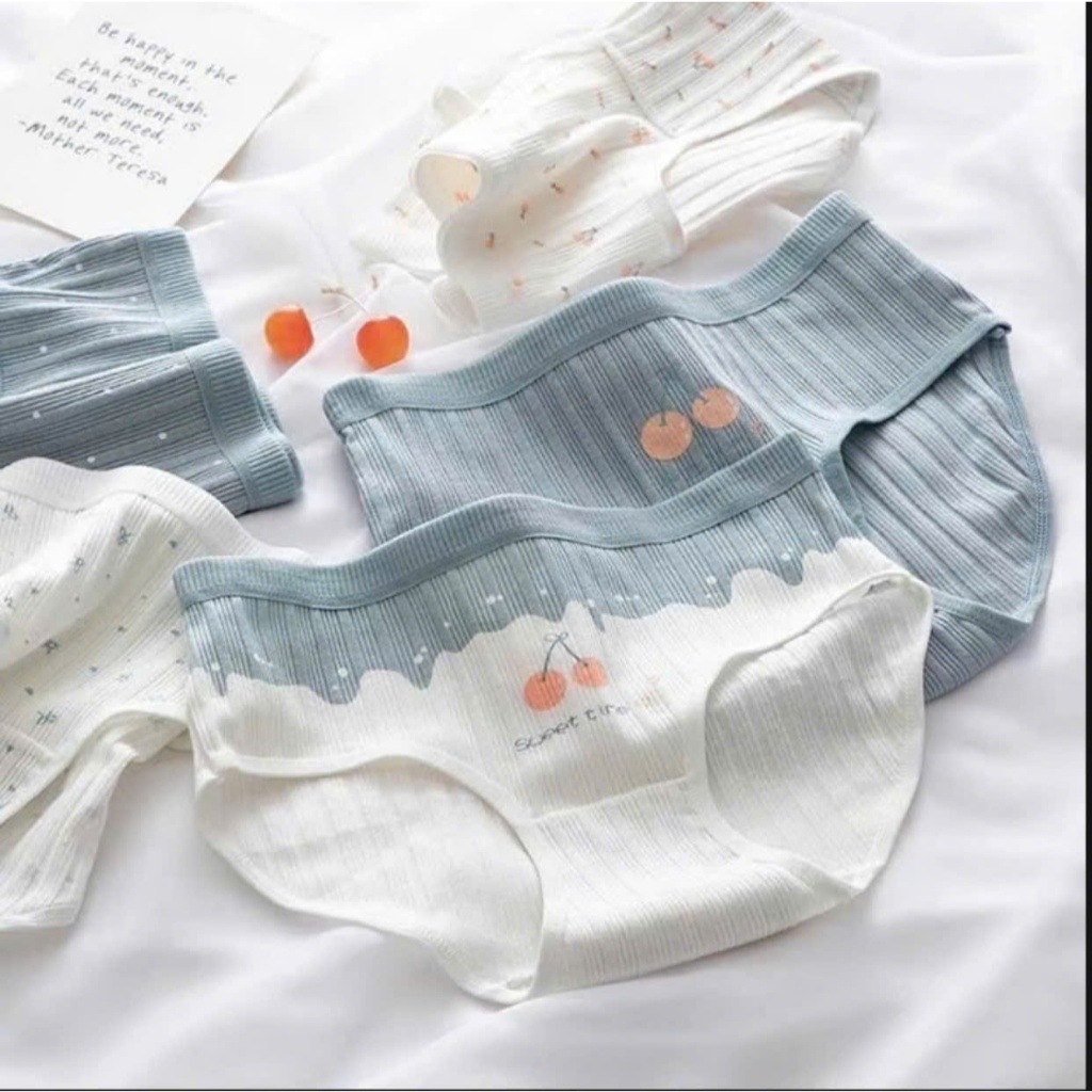 Set 10 Quần Lót Nữ Cotton Gân Tăm Mềm Dày Dặn , họa tiết dễ thương 275