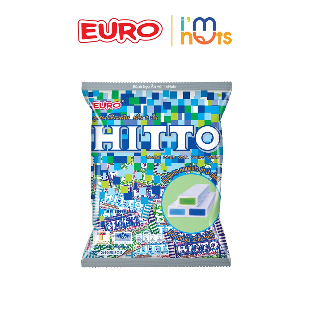 Kẹo Mềm Euro Hitto Thái Lan Vị Bạc Hà Mát Lạnh Gói 150g 50 Viên