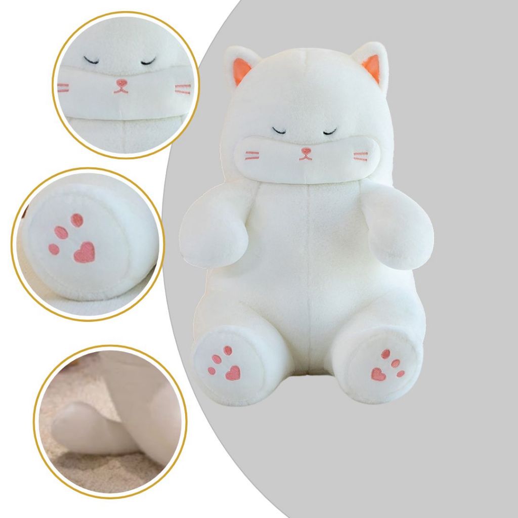 Gấu Bông Mèo Lười Bụng Béo 55Cm, Thú Nhồi Bông Mèo Ngủ Lông Thỏ Mềm Mại Làm Gấu Ôm Ngủ Cho Bé,Bạn Gái