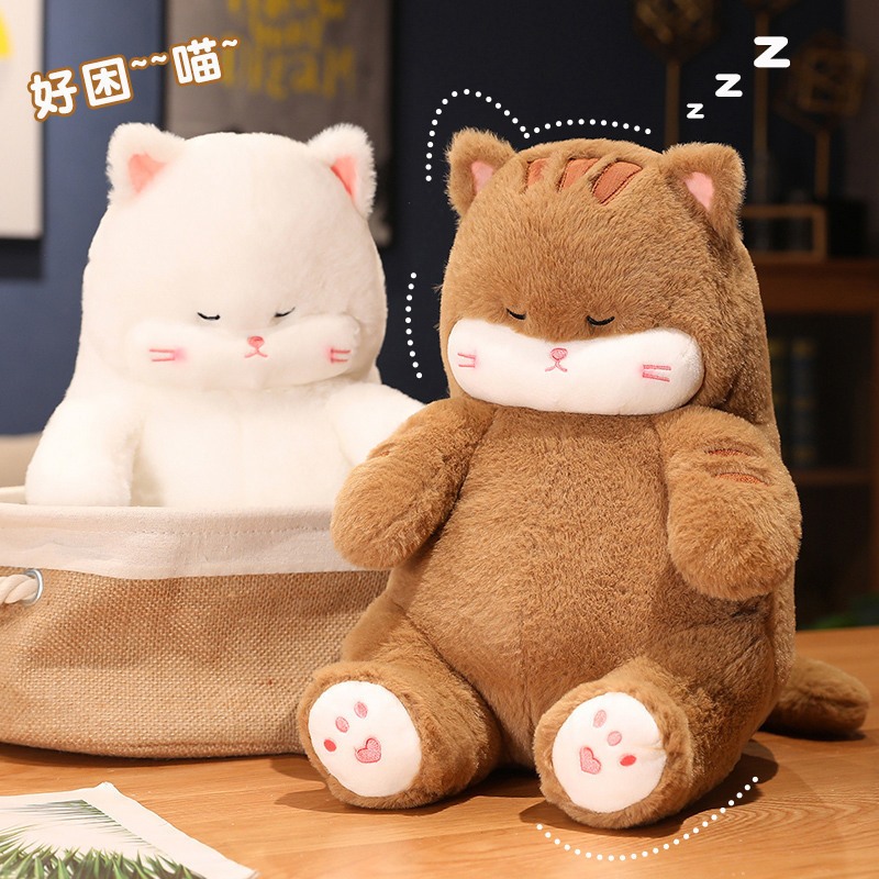 Gấu Bông Mèo Lười Bụng Béo 55CM Dễ Thương, Thú Nhồi Bông Mèo Ngủ Lông Mềm Mại Quà Tặng Gấu Ôm Ngủ Cho Bé,Bạn Gái