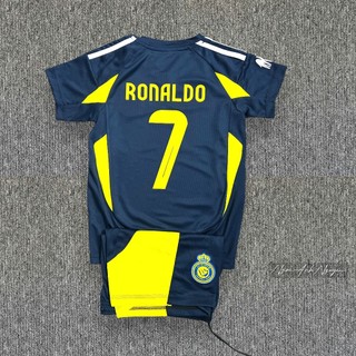 Bộ Quần Áo Bóng Đá Trẻ Em CLB Al Nassr 22/2023 - in RONALDO - Vải Mè Thái Gai Mịn KHO SỈ ÁO BÓNG ĐÁ