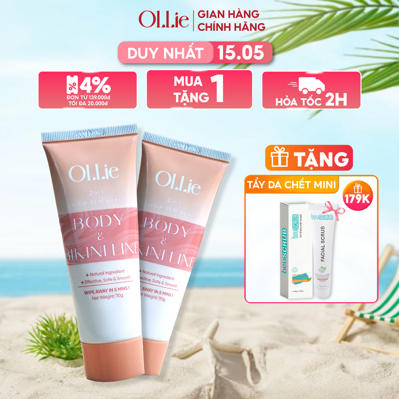 Ảnh Combo 2 Kem tẩy lông OLLIE , tẩy lông vùng kín, nách, tay, chân 70g 1