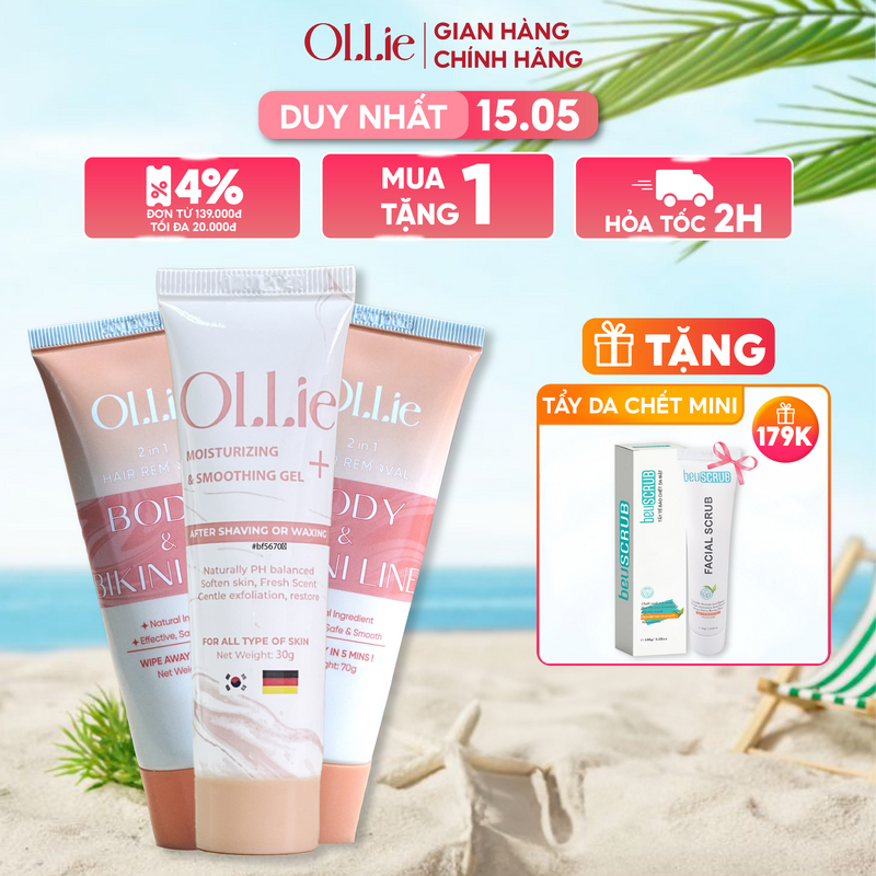 Ảnh Combo 2 kem tẩy lông Ollie + 1 kem dưỡng da làm chậm quá trình mọc lông Ollie 1