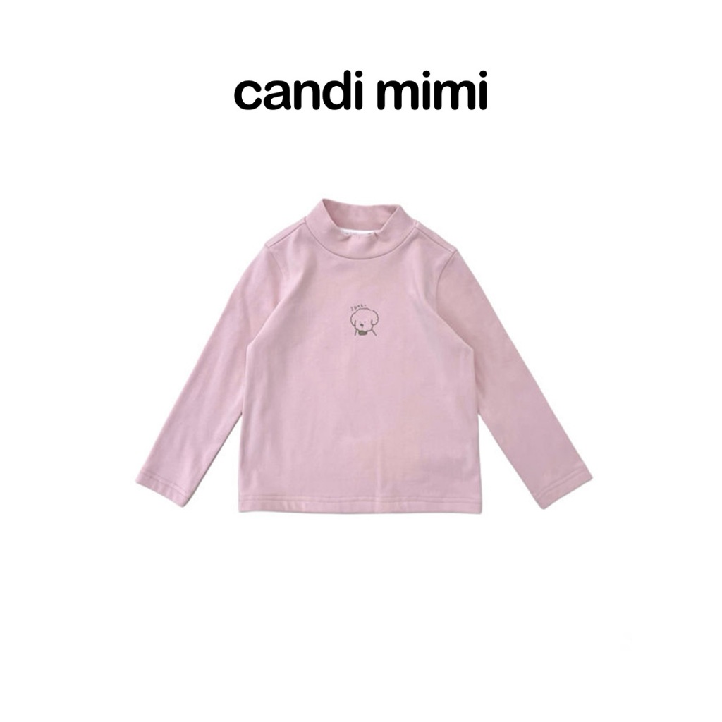 CANDI MIMI Áo cotton cổ 3 phân hình cún dễ thương - Phong cách Hàn Quốc