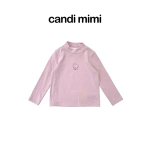 CANDI MIMI Áo cotton cổ 3 phân hình cún dễ thương - Phong cách Hàn Quốc