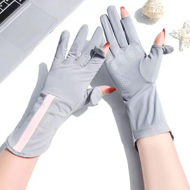 Găng Tay Chống Tia UV Chống Nắng Hở Ngón Chống Trượt Bao Kín Tay Thoáng Khí Lái Xe Nam Nữ