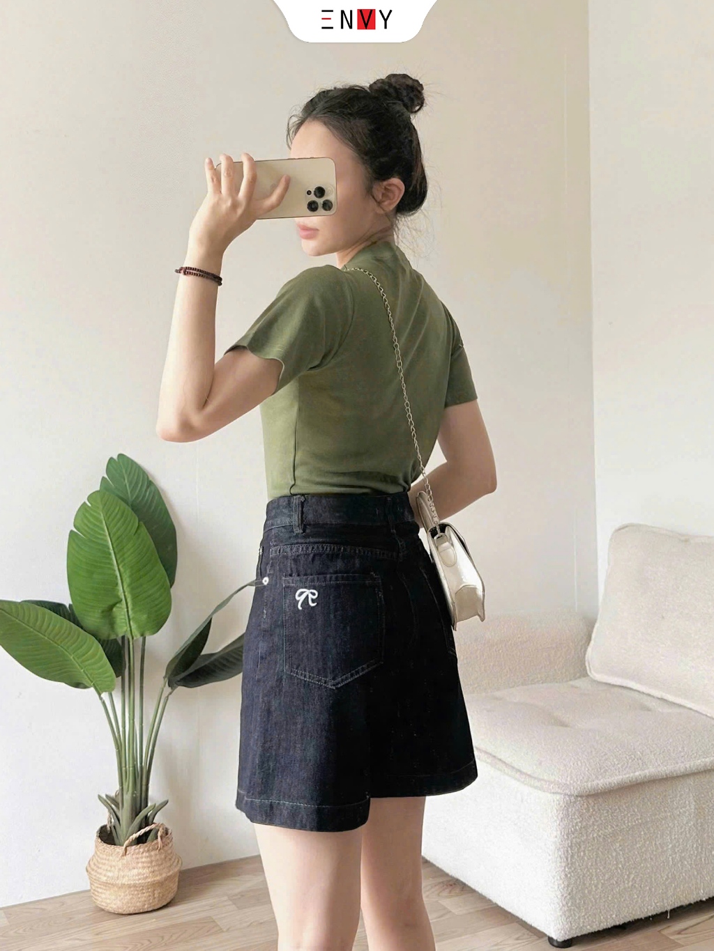 Ảnh Quần Short Jean Nữ Form Ngố Lưng Cao ENVY JS55, Quần Jean Đùi Nữ Mới 1