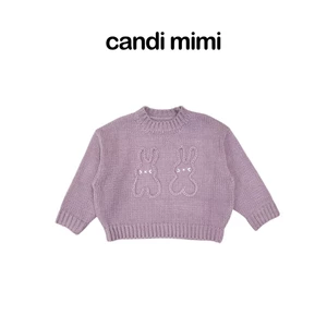 CANDI MIMI Áo len dài tay cổ tròn cao cấp hình thỏ - Phong cách Hàn Quốc