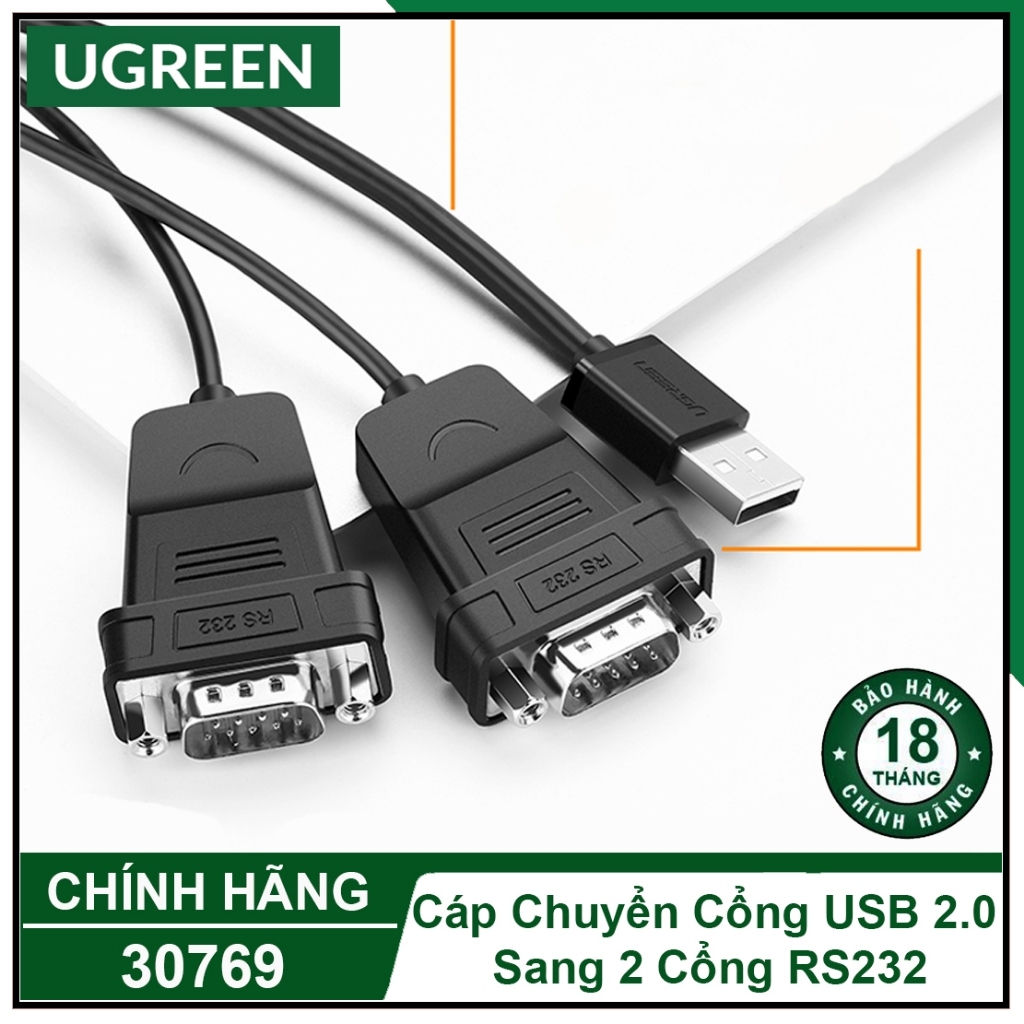 Cáp Chuyển Cổng USB 2.0 Sang 2 Cổng RS232 (Cổng COM) Cao Cấp | UGREEN ...