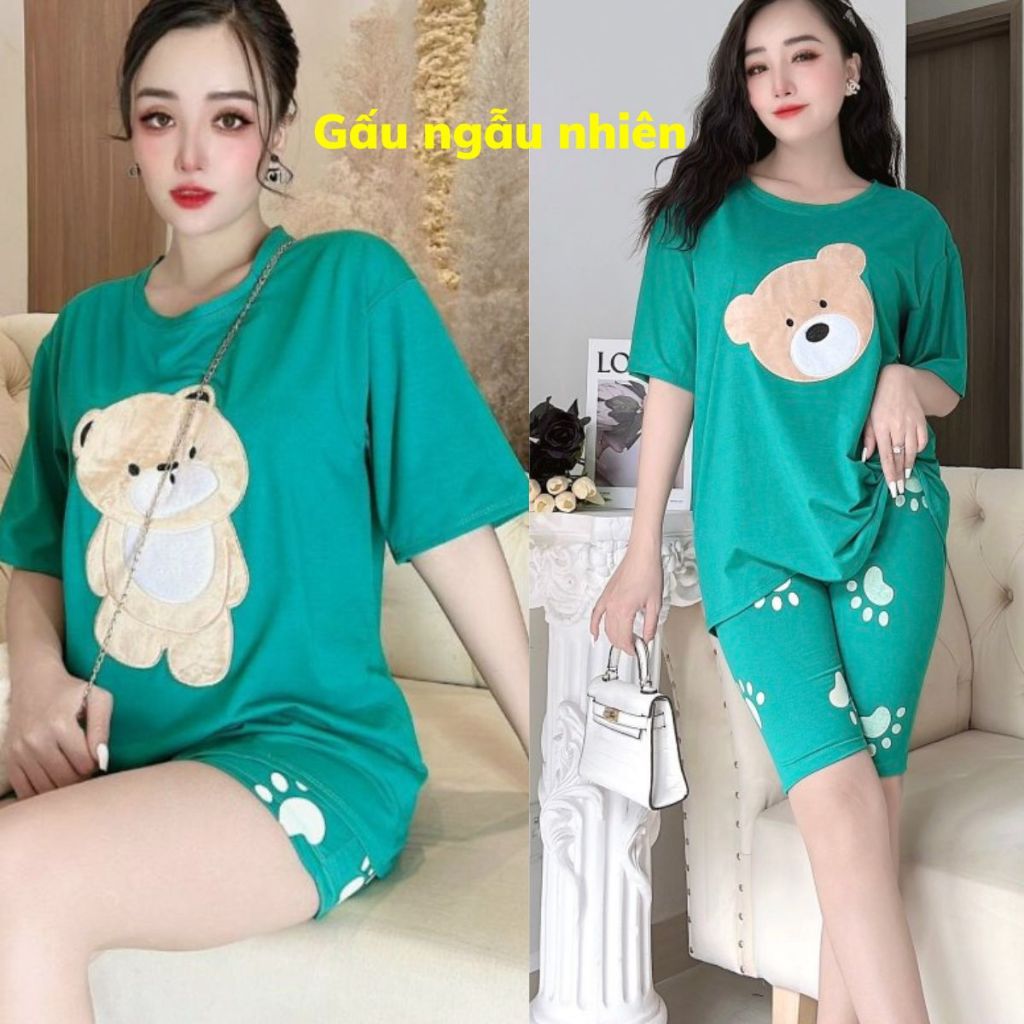 Đồ bộ mặc nhà ESHOP Đồ ngủ nữ bigsize thun cotton thể thao dễ thương quần đùi đi chơi đẹp cute trung niên DB41