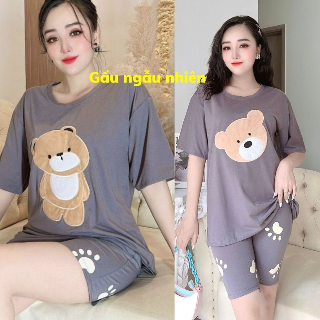 Đồ bộ mặc nhà ESHOP Đồ ngủ nữ bigsize thun cotton thể thao dễ thương quần đùi đi chơi đẹp cute trung niên DB41