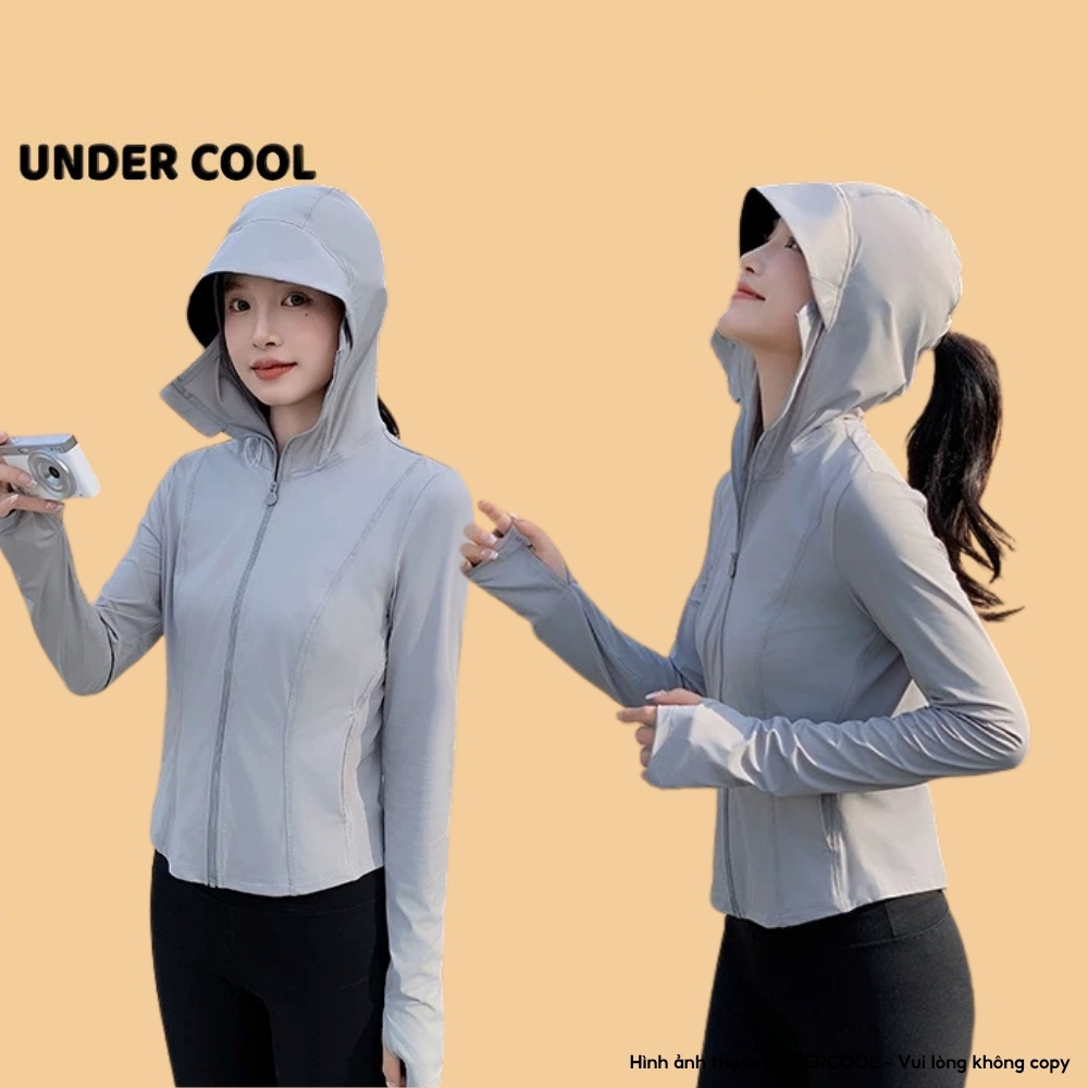 Áo chống nắng nữ thể thao UNDERCOOL Có mũ vành, chống tia cực tím, siêu mát, thoáng khí, thiết kế ôm dáng co giãn  ACN10