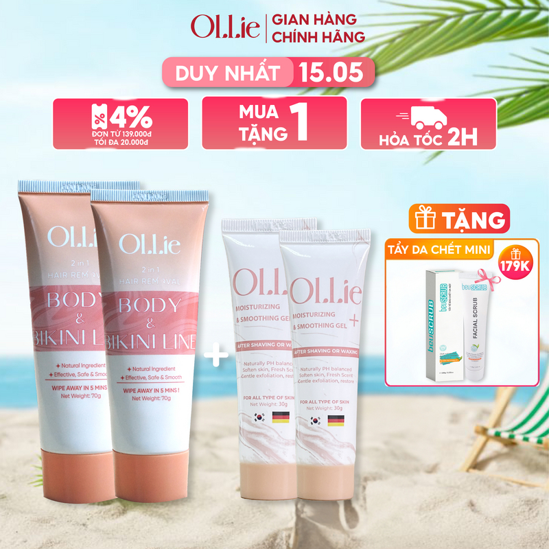 Ảnh Combo 2 kem tẩy lông Ollie+ 2 kem dưỡng da dịu nhẹ làm chậm quá trình mọc lông Ollie 1