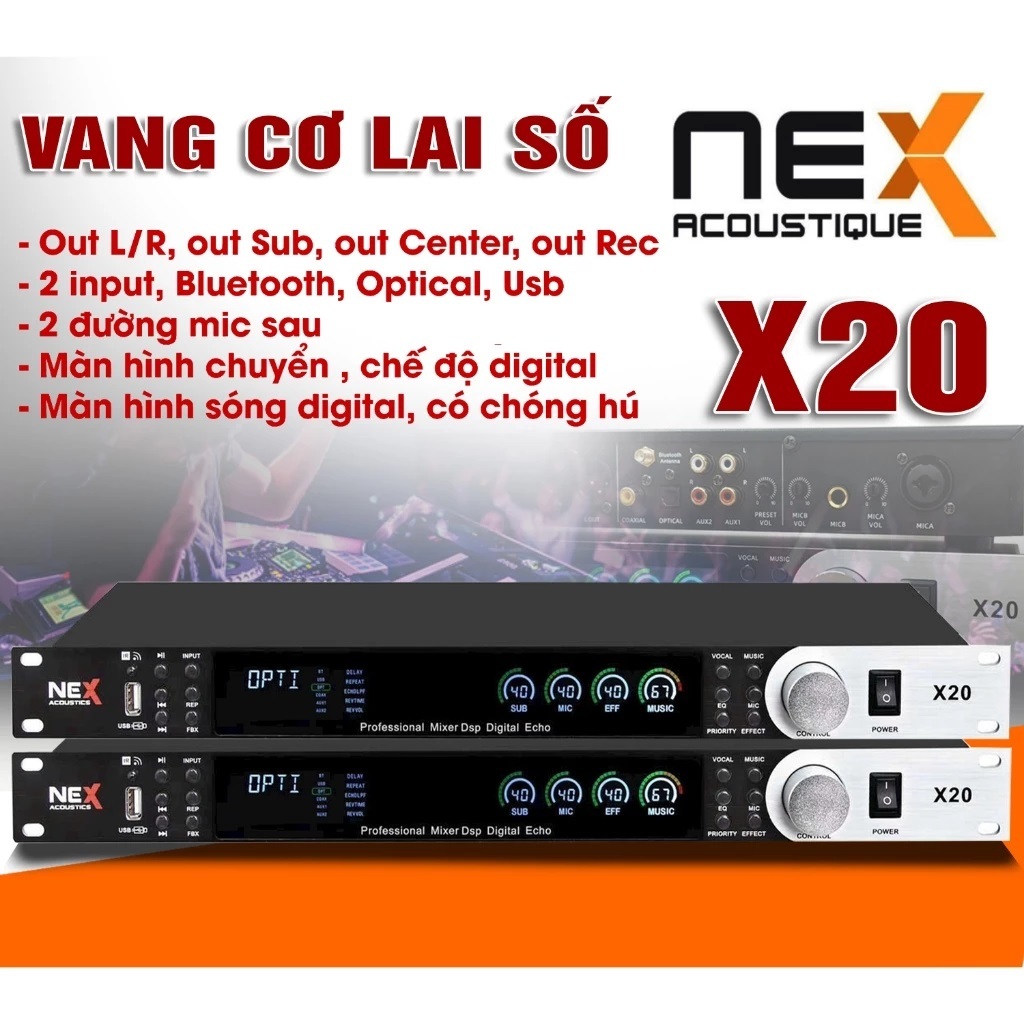 Vang Cơ Lai Số Nex X20 2025  – Fx-80 Luxury 2025 ,Chống Hú,Reverb, Âm Thanh Tuyệt Vời, Đầy Đủ Các Cổng