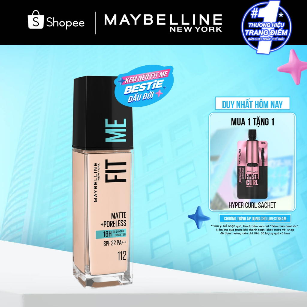 Ảnh Kem Nền Mịn Nhẹ Kiềm Dầu Fit Me Maybelline Matte Poreless Foundation 30ml 1