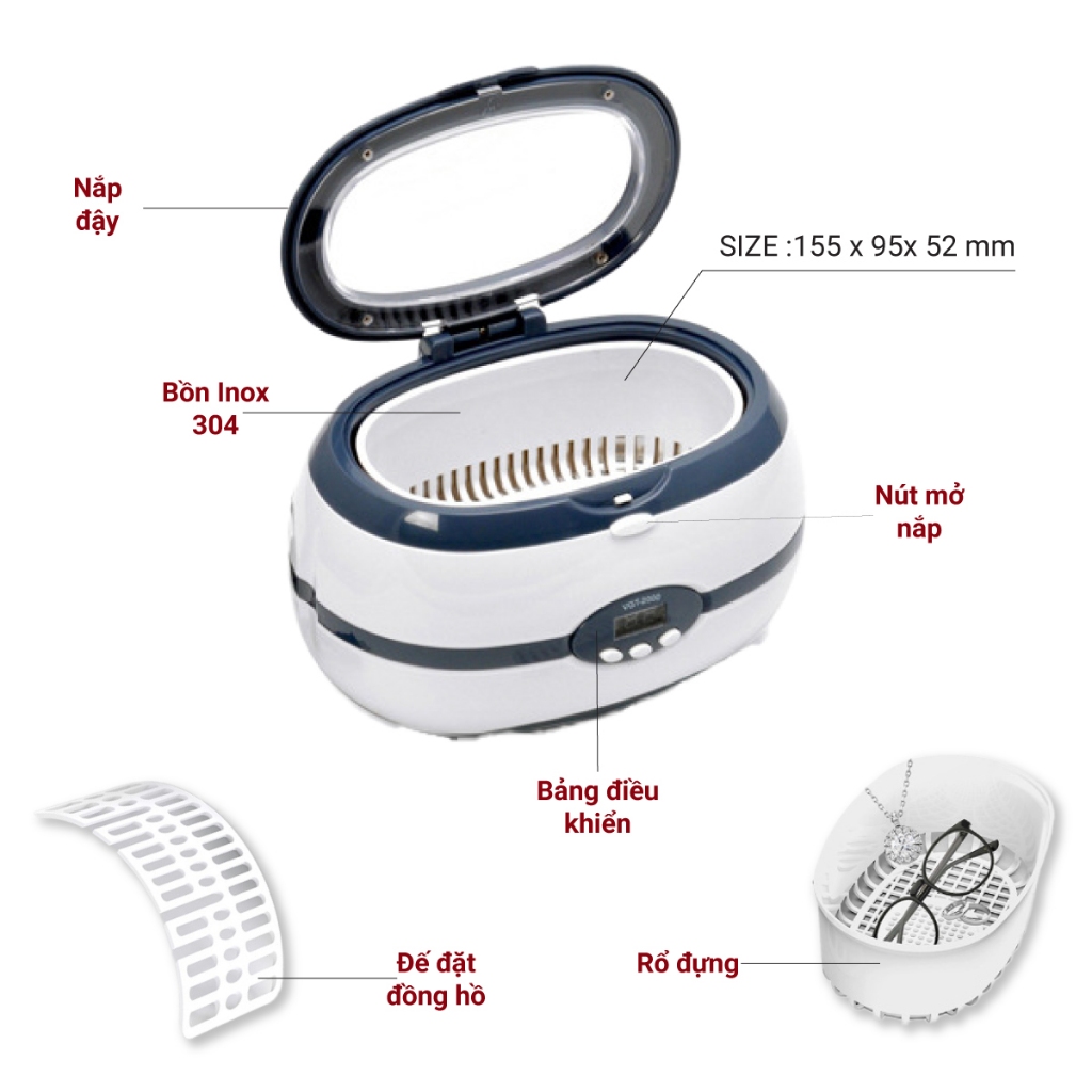 Ảnh Máy rửa mắt kính trang sức cọ trang điểm siêu sạch bằng sóng siêu âm Lescolton thế hệ mới tiện lợi sử dụng ở mọi nơi 3