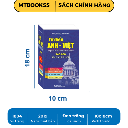 Sách - Từ Điển Anh - Việt 340.000 Mục Từ và Định Nghĩa (bìa mềm)