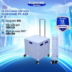Xe kéo 4 bánh đi chợ siêu thị gấp gọn nhập khẩu Fujihome PT-45F, xe đẩy hàng hộp vali 65L xếp gọn đa năng