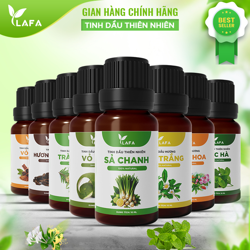 Tinh Dầu LAFA Nguyên Chất 10ml/50ml - Thơm Phòng, Thư Giãn, Đuổi Muỗi | Sả Chanh, Bạc Hà, Trà Tràm, Bưởi, Quế,..
