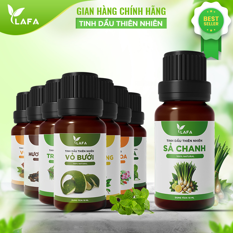 Tinh Dầu LAFA Nguyên Chất 10ml/50ml - Thơm Phòng, Thư Giãn, Đuổi Muỗi | Sả Chanh, Bạc Hà, Trà Tràm, Bưởi, Quế,..