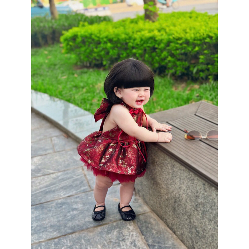 Váy Bé Gái 2 Dây Nơ Lưng Dáng Xòe Dễ Thương Nhà Liena's Closet