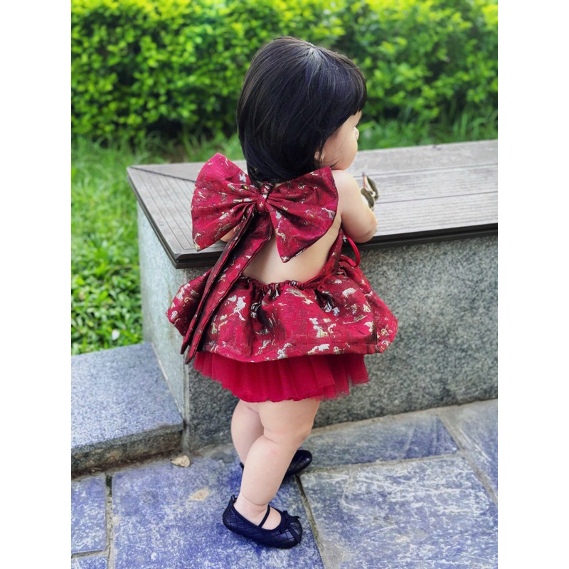Váy Bé Gái 2 Dây Nơ Lưng Dáng Xòe Dễ Thương Nhà Liena's Closet