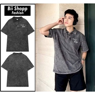 Áo Thun Wash Polo Chữ Ký Bii CiTY Cổ Bẻ Bii Shop Vải Cotton Form Rộng Nam Nữ Unisex.
