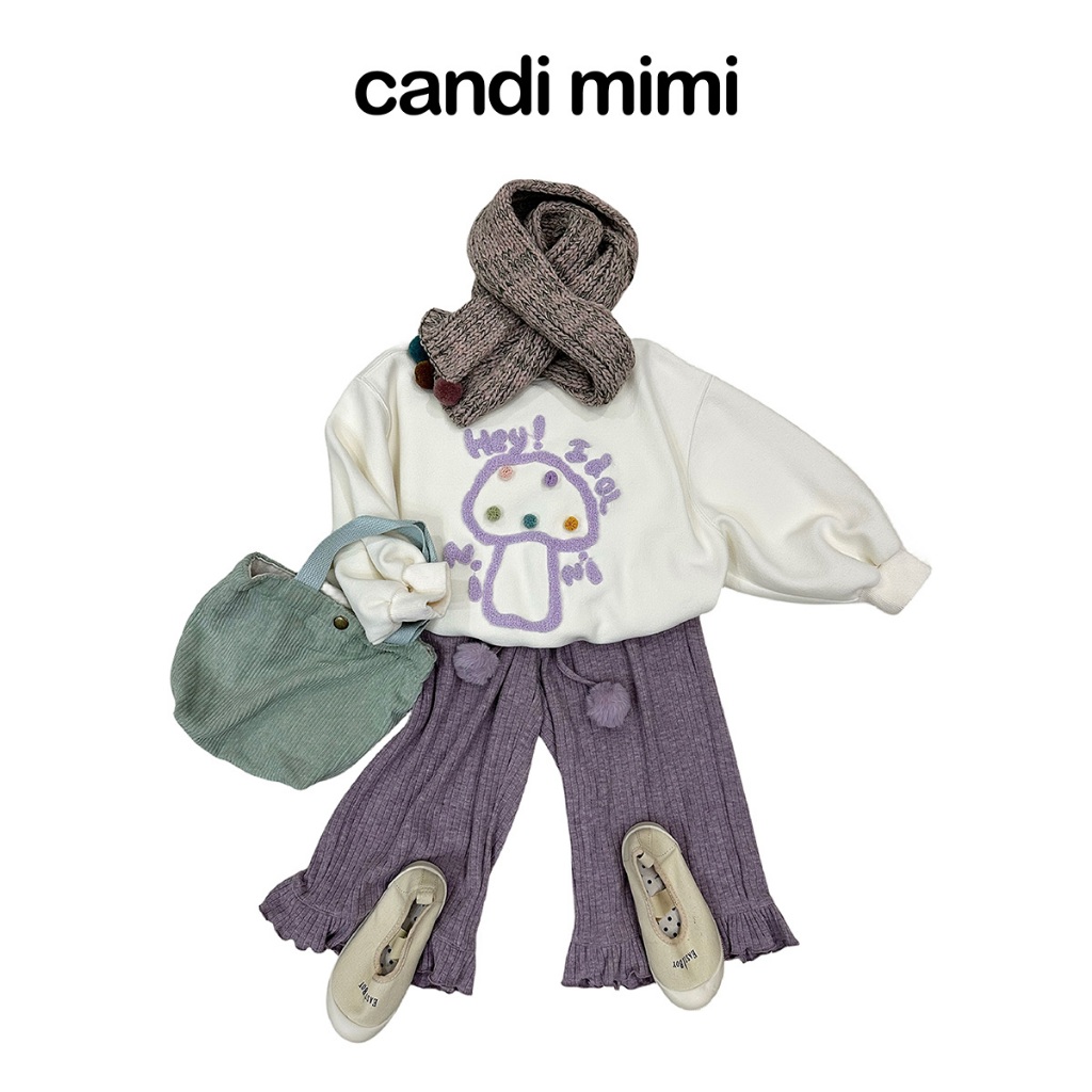CANDI MIMI Áo hoodie cây nấm chấm màu - Phong cách Hàn Quốc