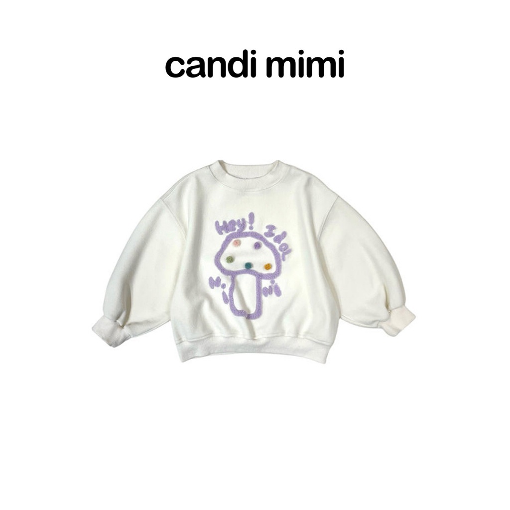 CANDI MIMI Áo hoodie cây nấm chấm màu - Phong cách Hàn Quốc