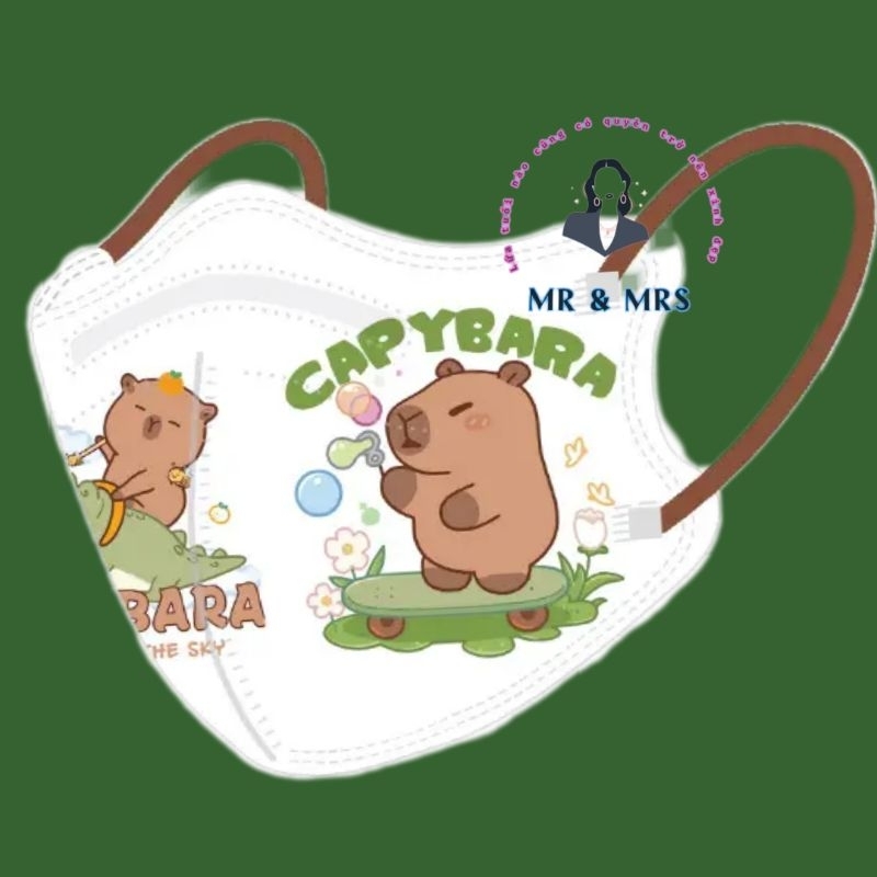 (Set 10C/60C) Khẩu Trang Hoạt Hình Capybara Cho Bé 4-12T