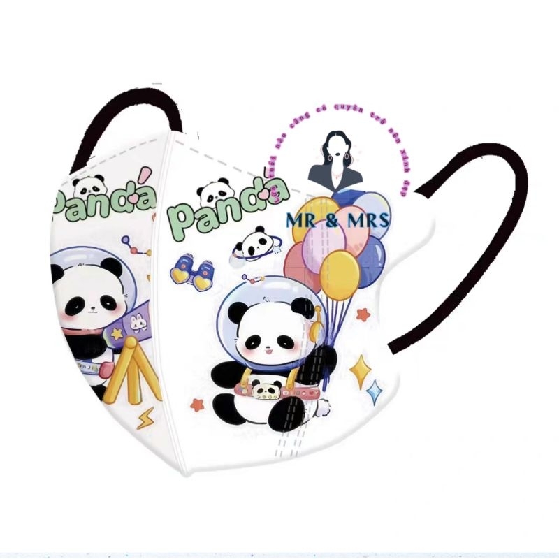 (Set 10C/60c) Khẩu Trang Hoạt Hình Gấu PanDa Cho Bé 4-12T