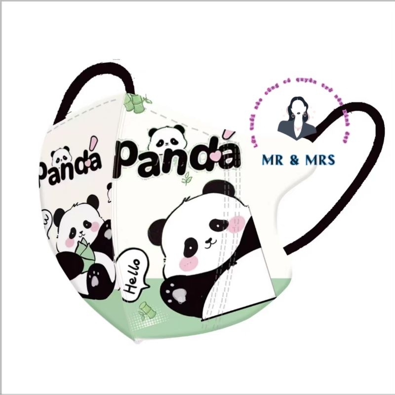 (Set 10C/60c) Khẩu Trang Hoạt Hình Gấu PanDa Cho Bé 4-12T
