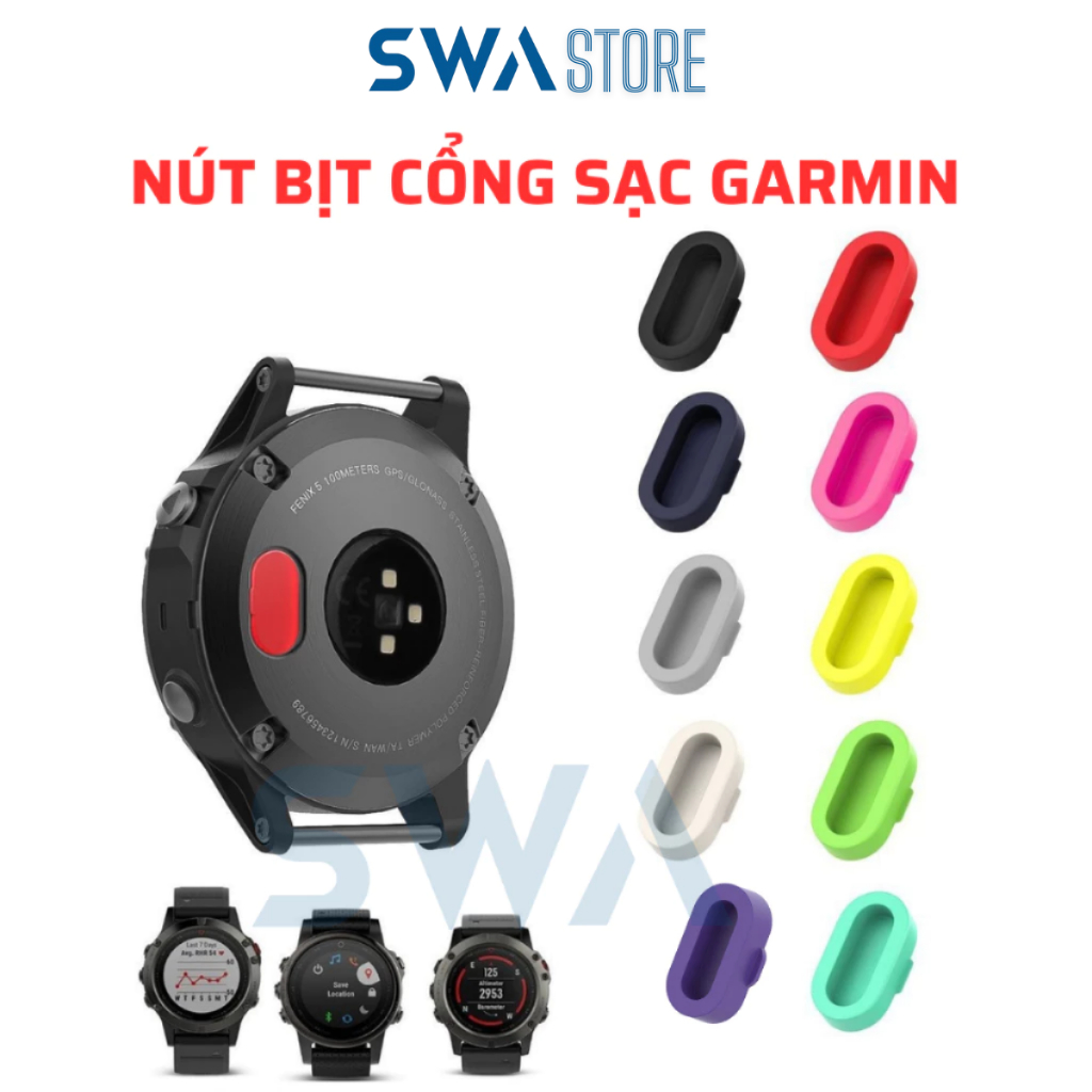 Nút Bịt Cổng Sạc SWA Silicone Cho Garmin Fenix 5 6 7 8 Forerunner 165 265 570 970 955 965 Venu 3 3s