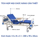 Giường Bệnh Nhân, Giường Y Tế Đa Năng 2 Tay Quay Nâng Hạ Lưng Và Chân, Có Bàn Ăn Và Cây Truyền Dịch Tiện Lợi — ảnh 2
