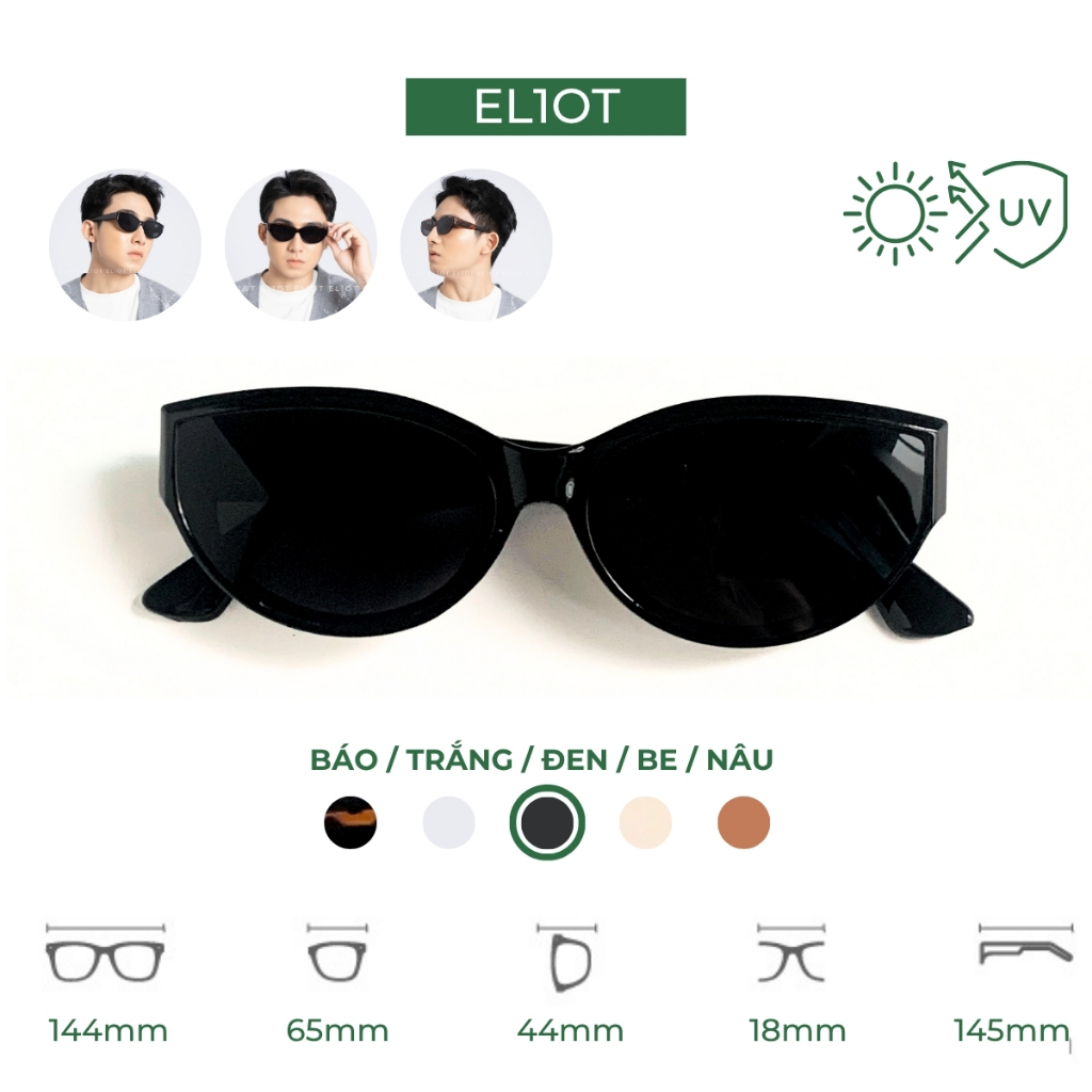Kính râm mắt mèo ELIOT EYEWEAR tròng kính chống tia UV400 kiểu dáng thời trang phù hợp với cả nam và nữ 13016