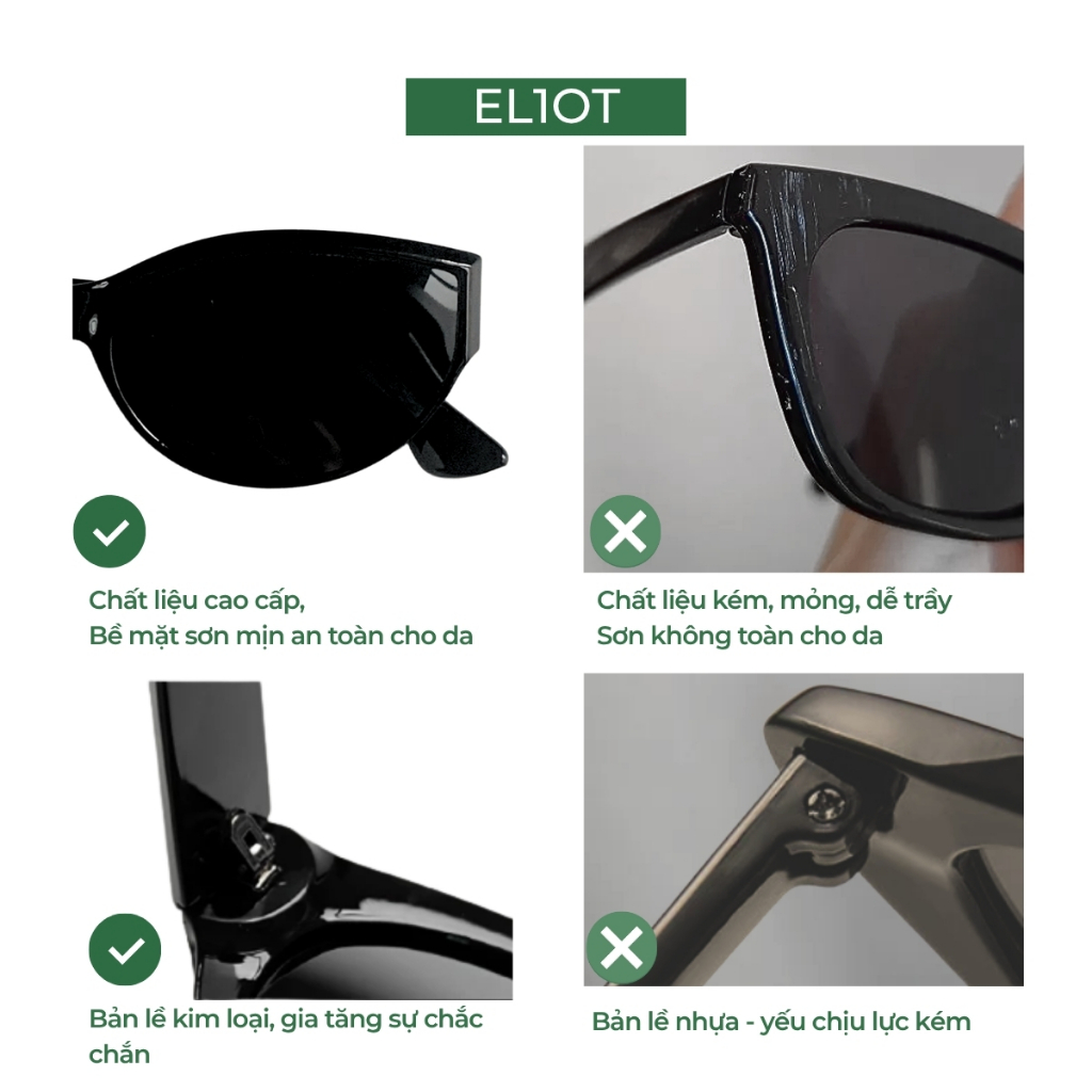 Kính râm mắt mèo ELIOT EYEWEAR tròng kính chống tia UV400 kiểu dáng thời trang phù hợp với cả nam và nữ 13016