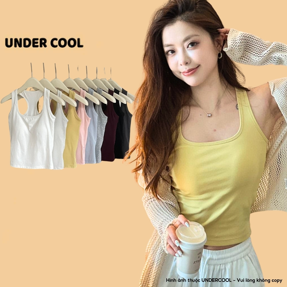Áo Ba Lỗ Nữ Croptop UNDERCOOL Kèm Mút Đệm Ngực Cố Định, From Ôm, Co Giãn Tốt ,Thoáng Mát, Kiểu Dáng Trẻ Trung ABL39