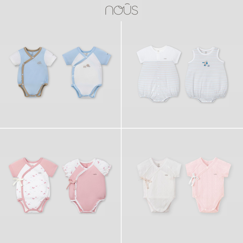 Set 2 bộ Bodysuit cộc tay Nous đủ size, họa tiết cho bé yêu