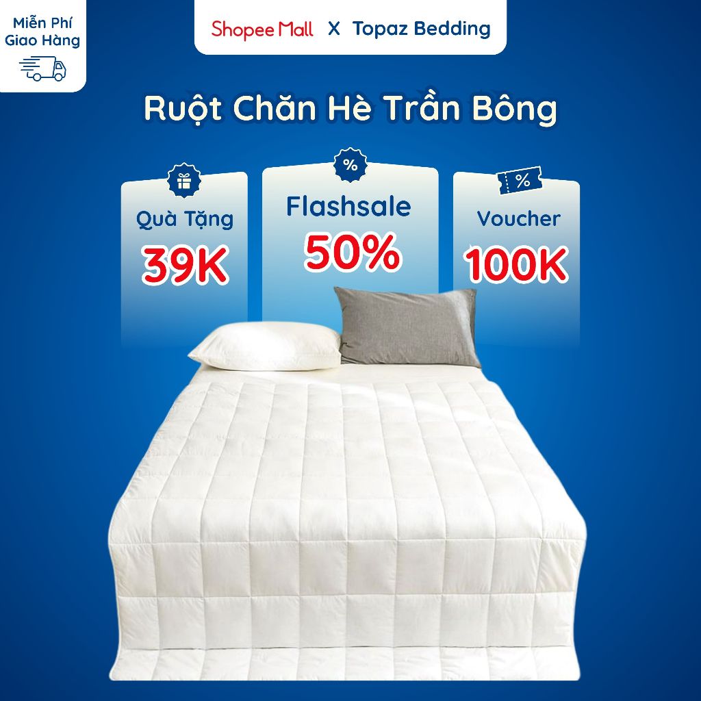 Ruột chăn hè trần bông cao cấp chính hãng TOPAZ màu trắng mát không gây nóng nực khó chịu dành cho khách sạn 5 sao