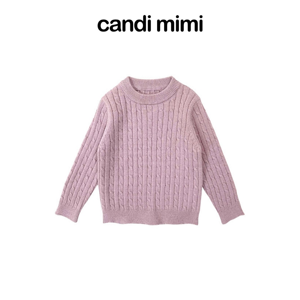 CANDI MIMI Áo len cao cấp cổ tròn gân xoắn - Phong cách Hàn Quốc