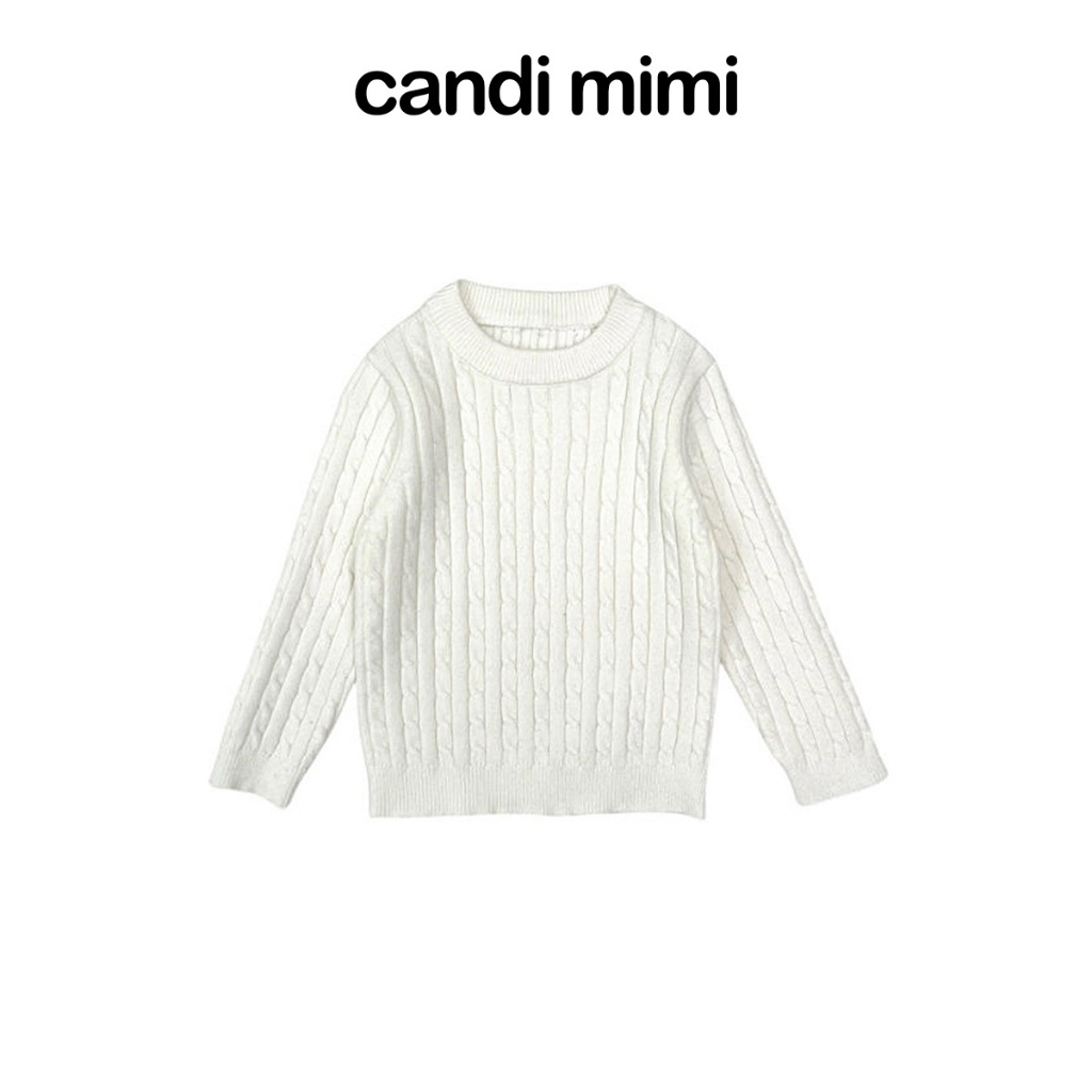 CANDI MIMI Áo len cao cấp cổ tròn gân xoắn - Phong cách Hàn Quốc