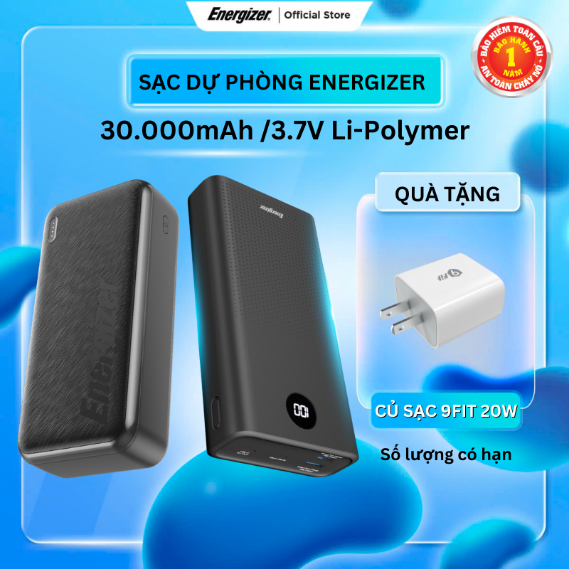 Ảnh Pin sạc dự phòng Energizer 30000mAh - sạc nhanh 22.5W, 3 cổng sạc ra tiện lợi bảo hành 2 năm 1