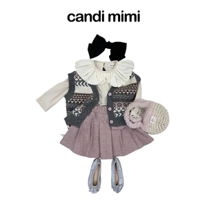 CANDI MIMI Áo cotton gân tăm cổ sen viền xoè - Phong cách Hàn Quốc