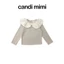 CANDI MIMI Áo cotton gân tăm cổ sen viền xoè - Phong cách Hàn Quốc