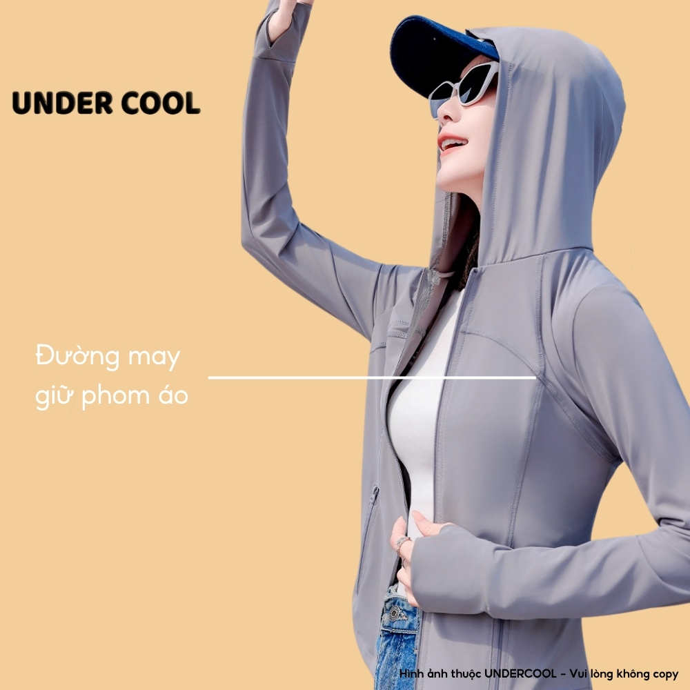 Áo Khoác Chống Nắng Có Mũ UNDERCOOL Dáng Ôm Body Thời Trang Vải Lạnh Mềm Mịn Dễ Giặt Chống Tia UV Có Nhiều Màu Sắc ACN11