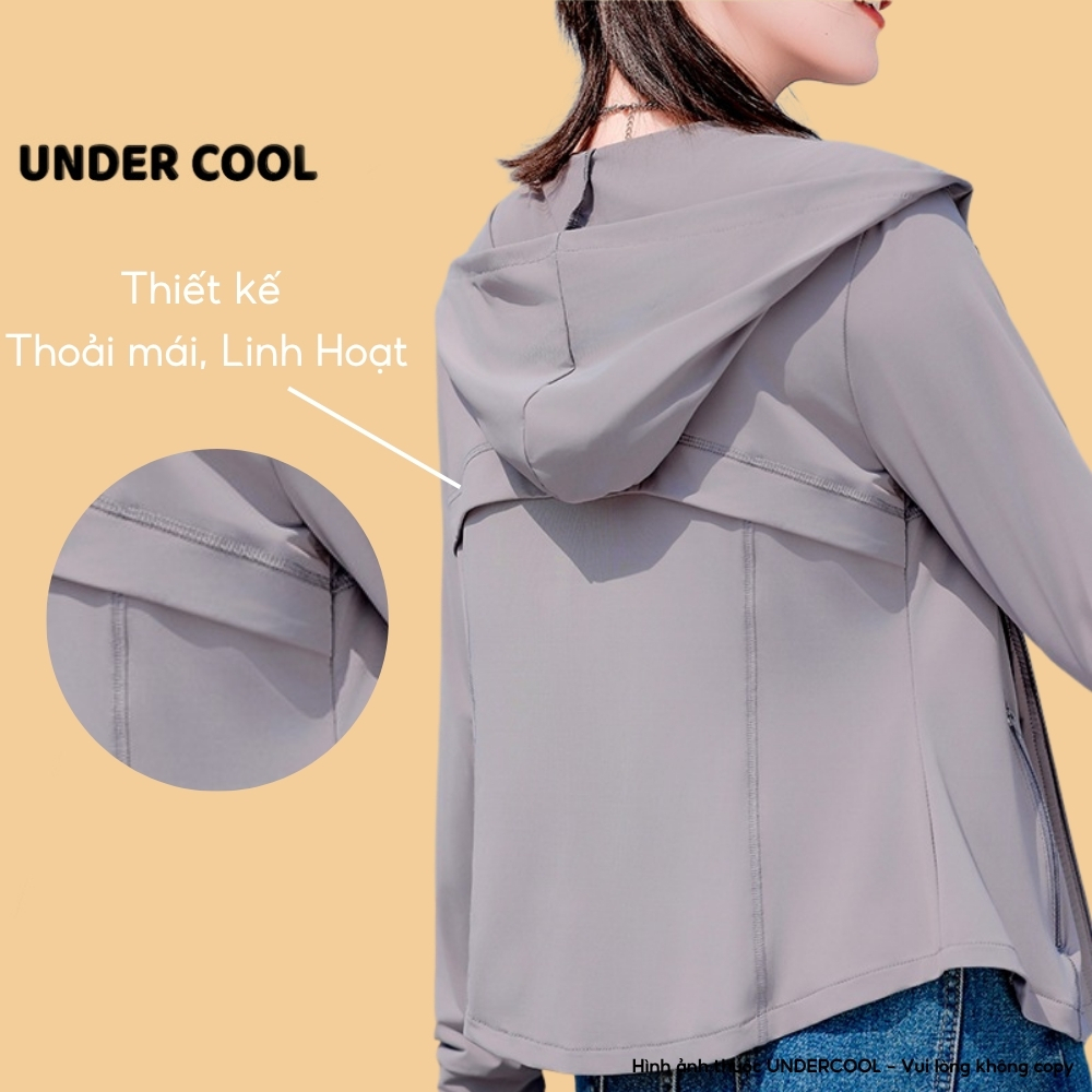 Áo Khoác Chống Nắng Có Mũ UNDERCOOL Dáng Ôm Body Thời Trang Vải Lạnh Mềm Mịn Dễ Giặt Chống Tia UV Có Nhiều Màu Sắc ACN11